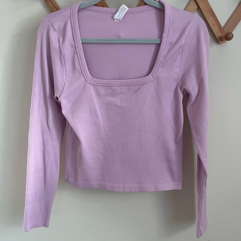 Lavender Long Sleeve Square Neck Top